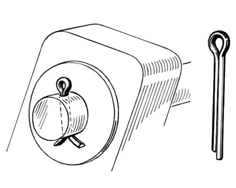 split pin: a metal fastener with two tines, the ends of which project through an object being fastened and are...