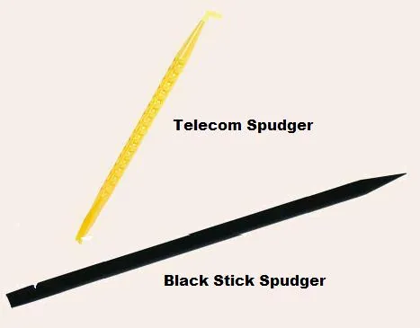 spudger: a hand tool used to work on punch-down blocks without short circuiting electric terminals. It has a...