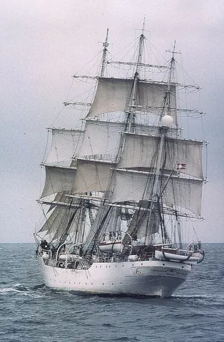 square rig: a sailing rig consisting of sails set mainly perpendicular to the line of the keel