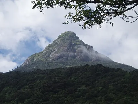 sri pada: a conical mountain in central Sri Lanka and a pilgrimage site for Buddhists, Hindus, Muslims and to...