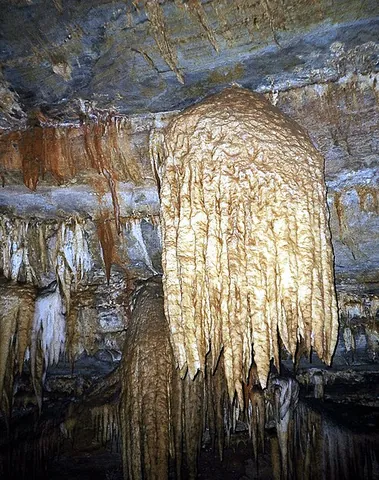 stalactite: a secondary mineral deposit of calcium carbonate or another mineral, in shapes similar to icicles,...