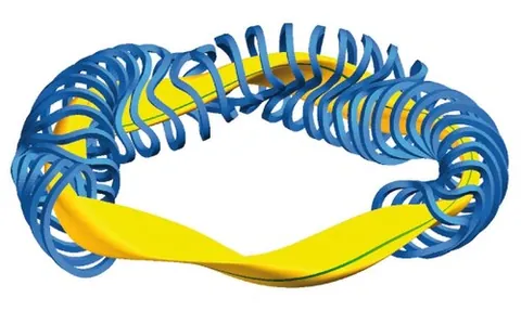 stellarator: a magnetic device used to confine a plasma, especially one used to sustain nuclear fusion