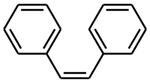 stilbene: either of two isomeric hydrocarbons, diphenylethylene, but especially the trans isomer, used in the...
