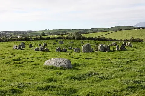 stone circle: a prehistoric monument consisting of standing stones arranged in a circle
