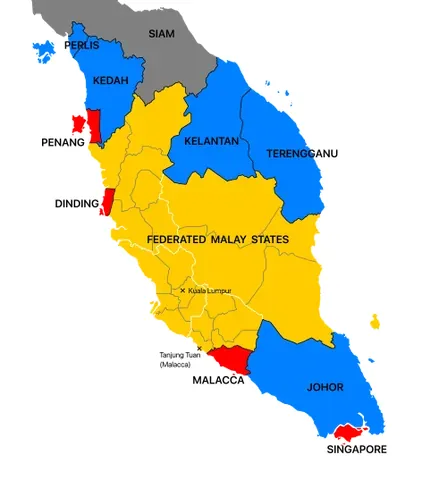 straits settlements: a former British colony in Southeast Asia, existing between 1826–1946 and consisting of modern-day...