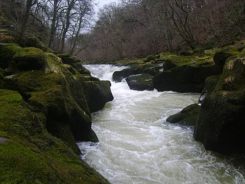 strid: a place where a chasm or gorge is narrow enough to be crossed