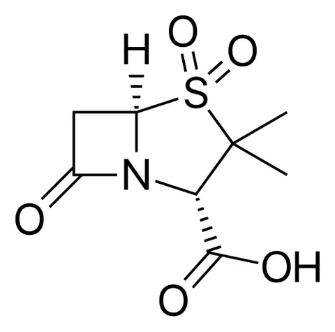 sulbactam: a beta-lactamase inhibitor that is usually administered in the form of its sodium salt C₈H₁₀NNaO₅S...