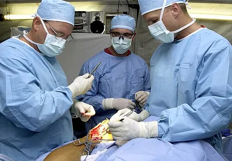 surgeon: one who performs surgery; a doctor who performs operations on people or animals