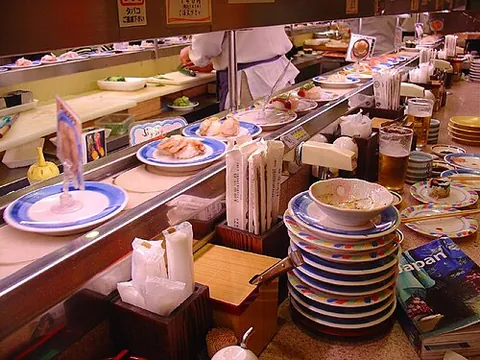 sushi terrorism: misbehavior of unhygienic pranks committed at conveyor belt sushi restaurants in Japan, such as...
