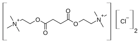 suxamethonium chloride: a basic synthetic compound used intravenously chiefly in the hydrated form C₁₄H₃₀Cl₂N₂O₄·2H₂O as a...
