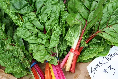 swiss chard: beta vulgaris var. cicla: an edible leafy vegetable; chard