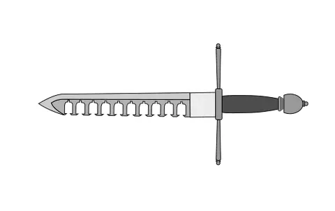 sword-breaker: a short sword or dagger with a deeply notched or toothed blade, or with secondary projections,...