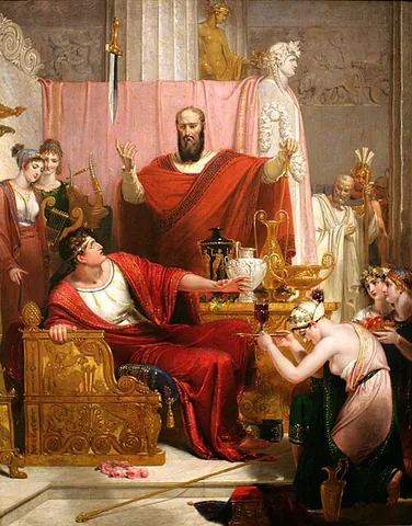 sword of damocles: a thing or situation which causes a prolonged state of impending doom or misfortune