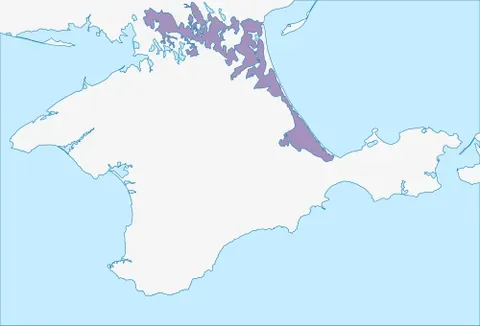 syvash: a network of lagoons forming a western arm of the Sea of Azov, connected therewith by the Henichesk...