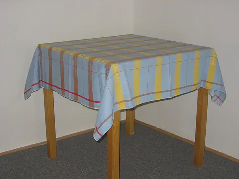 tablecloth: a cloth used to cover and protect a table, especially for a dining table