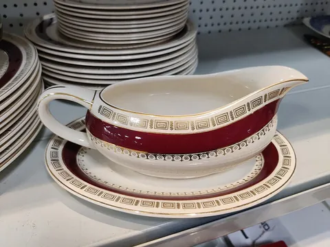 tableware: the cutlery, crockery and glassware used in setting a table for a meal