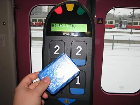 tag on: to hover an RFID device such as a smartcard over a receiver, often with a graphical user interface,...