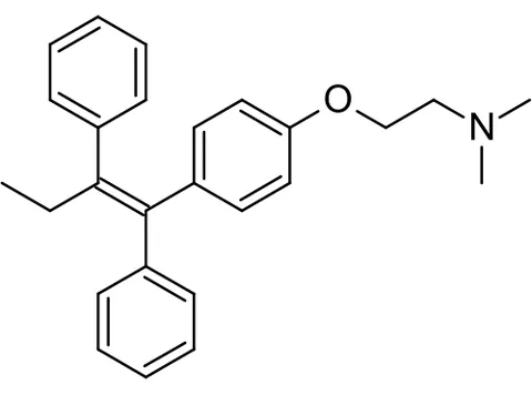 tamoxifen: a nonsteroidal estrogen antagonist used in the treatment of postmenopausal breast cancer and...