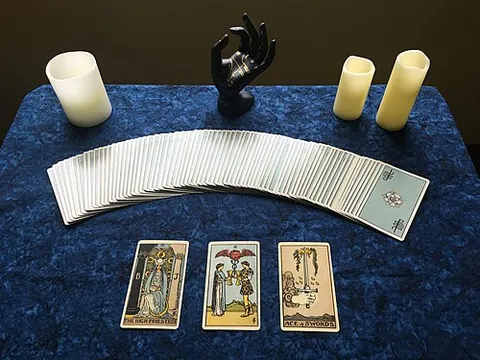 tarot card: any of a set of 78 cards used primarily for divination, fortune-telling, or spiritual guidance