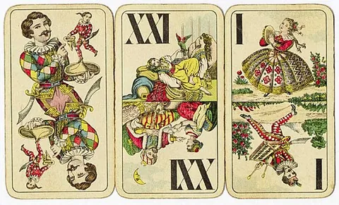 tarot: a card game played in various different variations