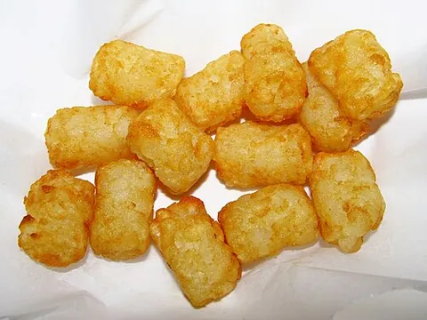 tater tot: a small, cylindrical piece of grated potato, usually deep-fried