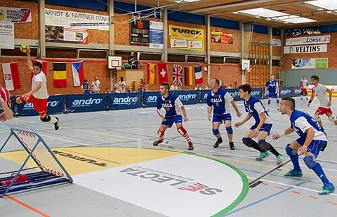 tchoukball: an indoor ball game for two teams of twelve players (seven on the court at any time), in which...