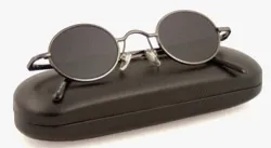 tea shades: tinted eyeglasses (spectacles) with circular lenses