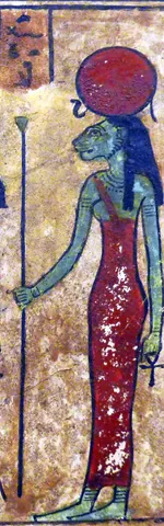 tefnut: a goddess of the Heliopolitan Ennead, commonly taken to be a personification of moisture