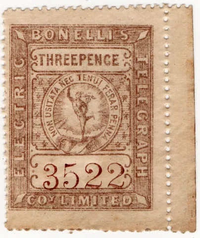 telegraph stamp: a stamp intended solely for the prepayment of telegraph fees