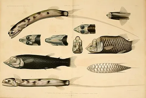 telescopefish: any of several deep-sea aulopiform fish, of the family Giganturidae, having tubular eyes