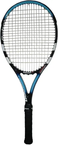 tennis racket: a type of bat used to strike the ball in tennis; it has an oval frame with a taut interlaced...