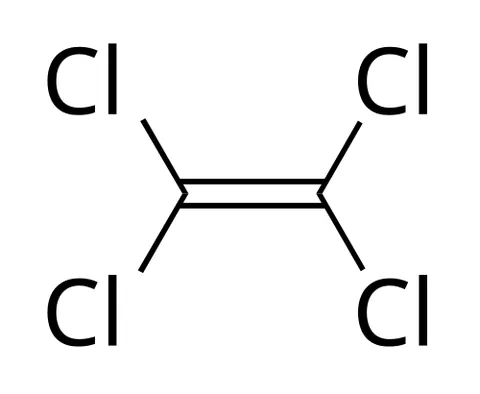 tetrachloroethylene: a liquid chlorocarbon with the formula C₂Cl₄, commonly used in dry cleaning and metal degreasing