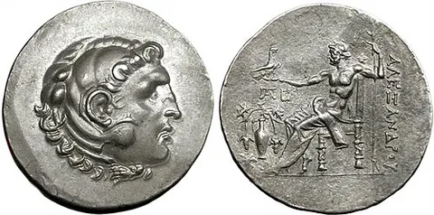 tetradrachm: a silver coin in Ancient Greece, equivalent to four drachms