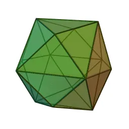 tetrakis hexahedron: a Catalan solid that has 24 congruent triangular faces and 36 edges and can be imagined as a cube...