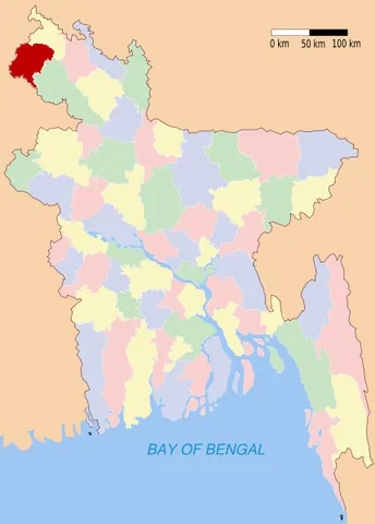 thakurgaon district: one of the eight districts in the Rangpur Division of Bangladesh