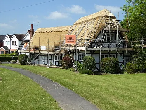 thatch: straw, rushes, or similar, used for making or covering the roofs of buildings, or of stacks of hay...