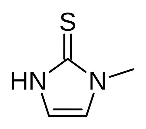 thiamazole: an imidazole derivative that interferes with the synthesis of thyroid hormone and is given orally...