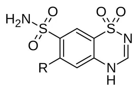 thiazide: any of a class of sulfur-containing drugs that increase the excretion of sodium and chloride and...