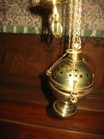thurible: a censer, especially one hanging on a chain