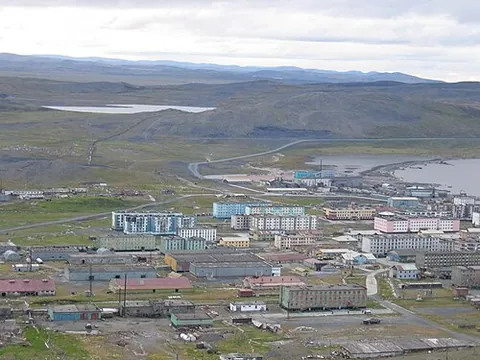 tiksi: a town of 5,000 people on the Laptev Sea in the Sakha Republic, Russia, southeast of the delta of...