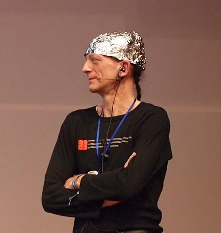 tinfoil hat: a piece of headgear made from one or more sheets of tin foil, aluminium foil, or other similar...