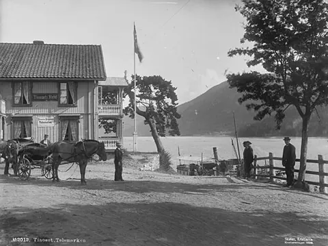 tinnoset: a lakeside village in Notodden municipality, Telemark county, Norway