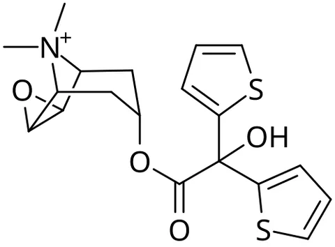 tiotropium: an anticholinergic drug administered by oral inhalation in the form of its bromide...