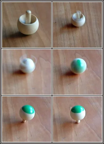 tippe top: a spinning top of a shape with counterintuitive behavior: generally mushroomlike or spherical, with...