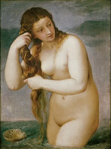 titian: a bright auburn colour, tinted with gold