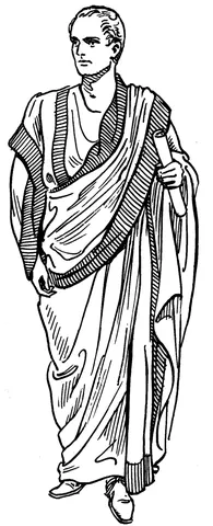 toga: a loose outer garment worn by the citizens of Ancient Rome