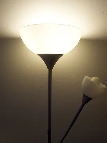 torchiere: a floor lamp with a bowl on top for reflecting light upwards