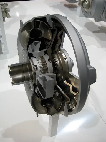 torque converter: a device that converts the rotational output of a prime mover into work by driving a rotational...