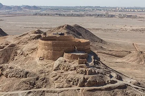 tower of silence: a low, cylindrical, open-topped tower where Zoroastrians place the bodies of deceased people to...
