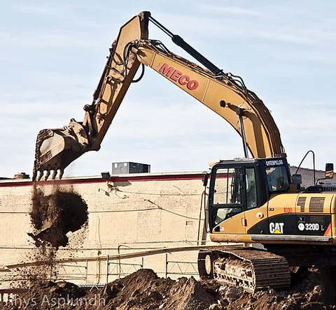 trackhoe: an excavator (machine) mounted on caterpillar tracks. (Most are large; some are miniature for small...